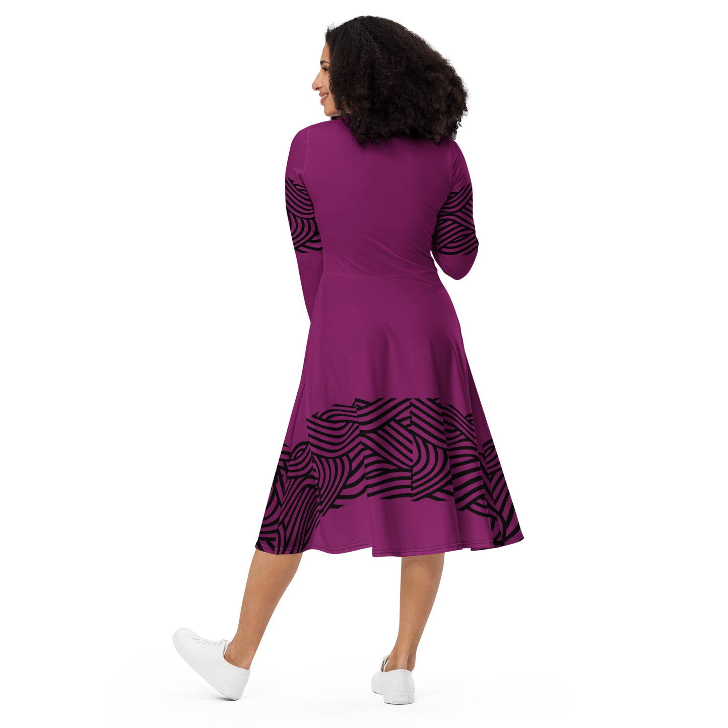 Vestido midi con manga larga