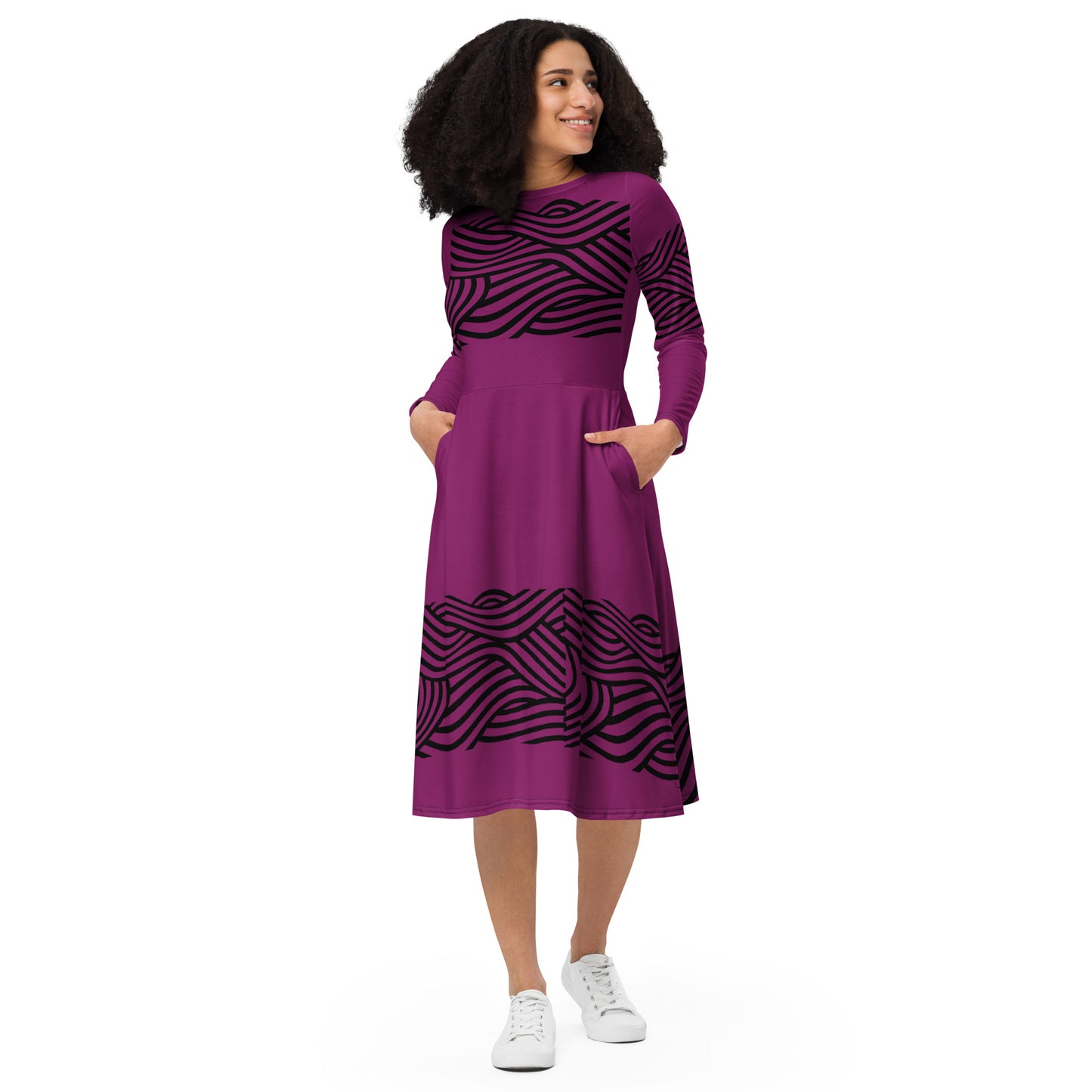 Vestido midi con manga larga