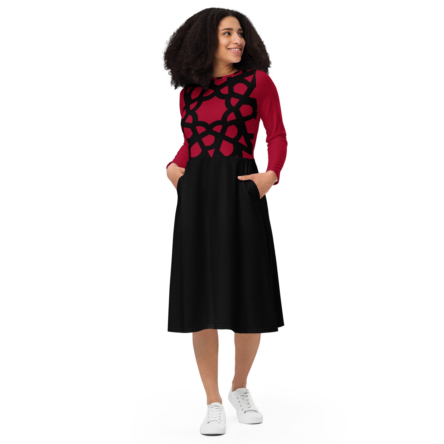 Vestido midi con manga larga