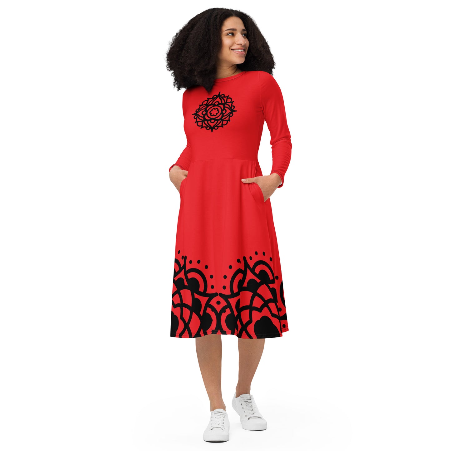 Vestido midi con manga larga