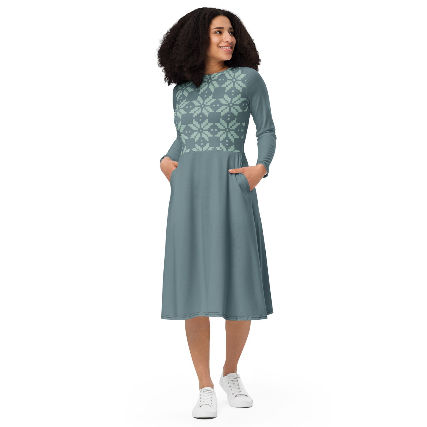 Vestido midi con manga larga