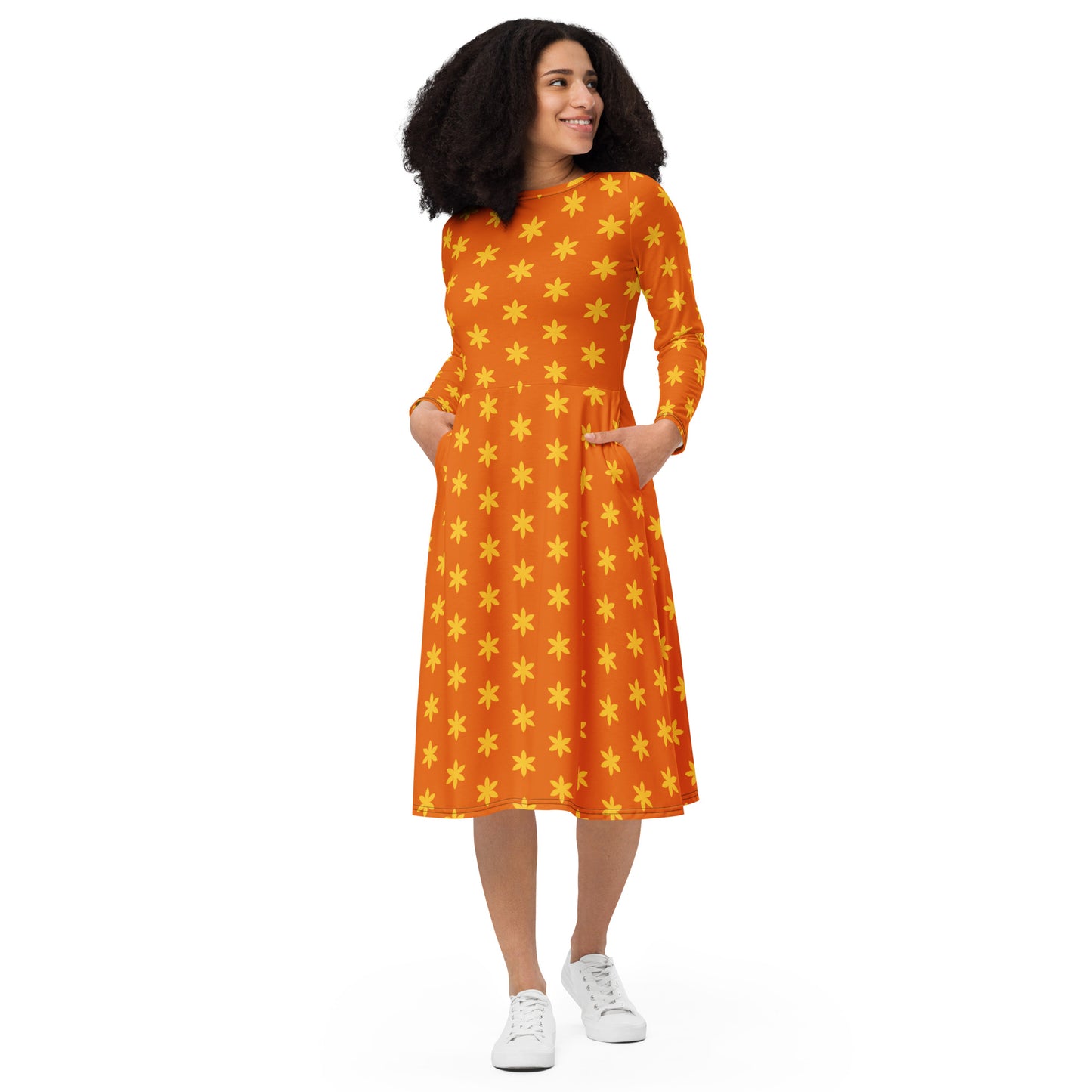 Long-sleeved midi dress with a star of joy