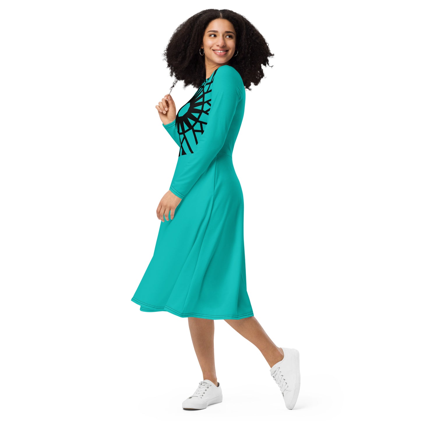 Vestido midi con manga larga