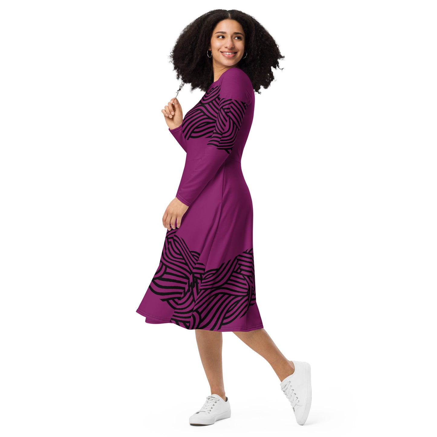 Vestido midi con manga larga