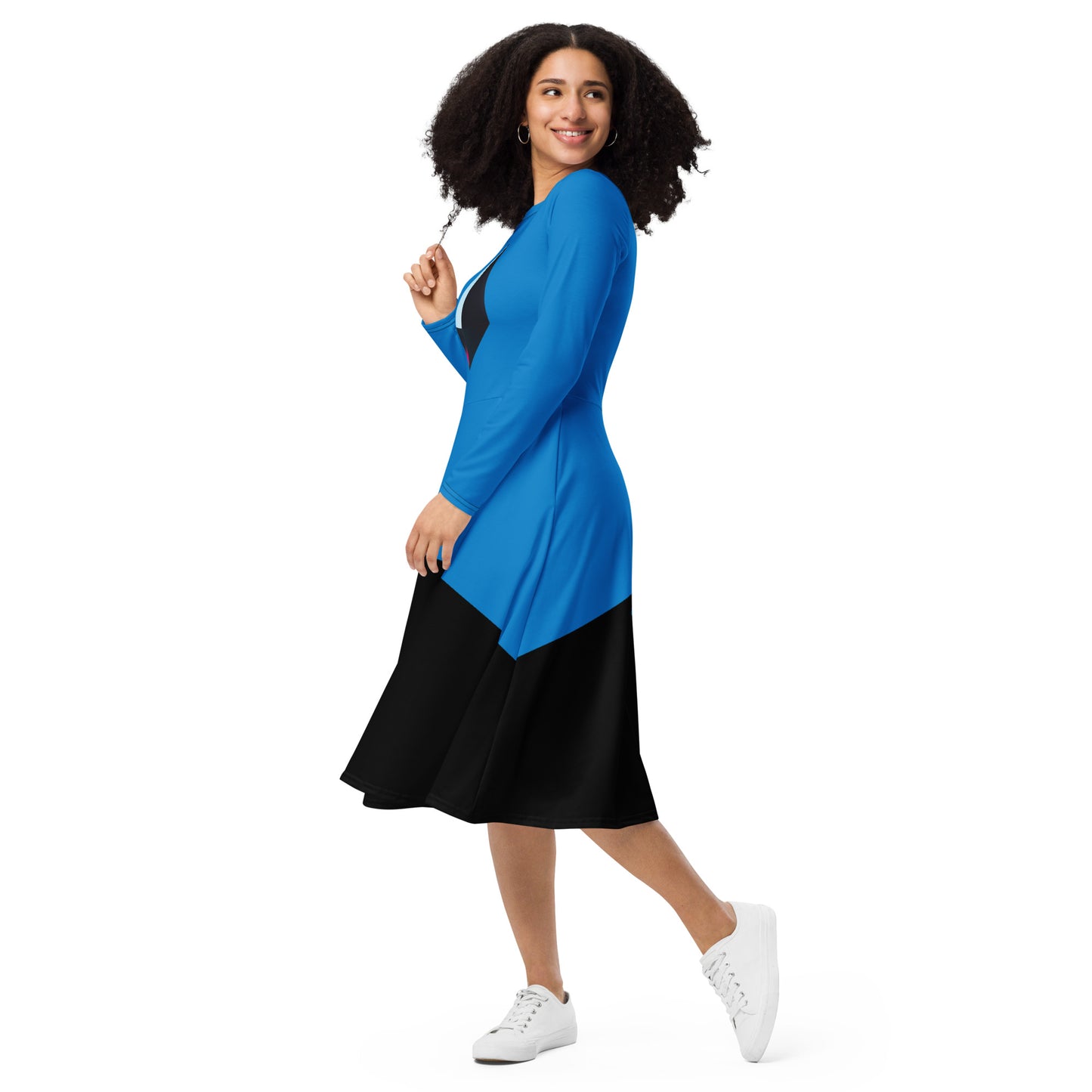 Vestido midi con manga larga
