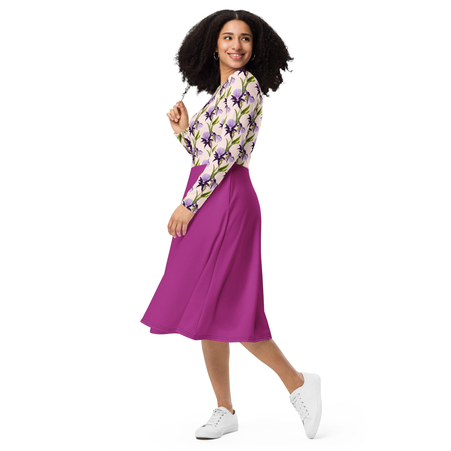 Vestido midi con manga larga