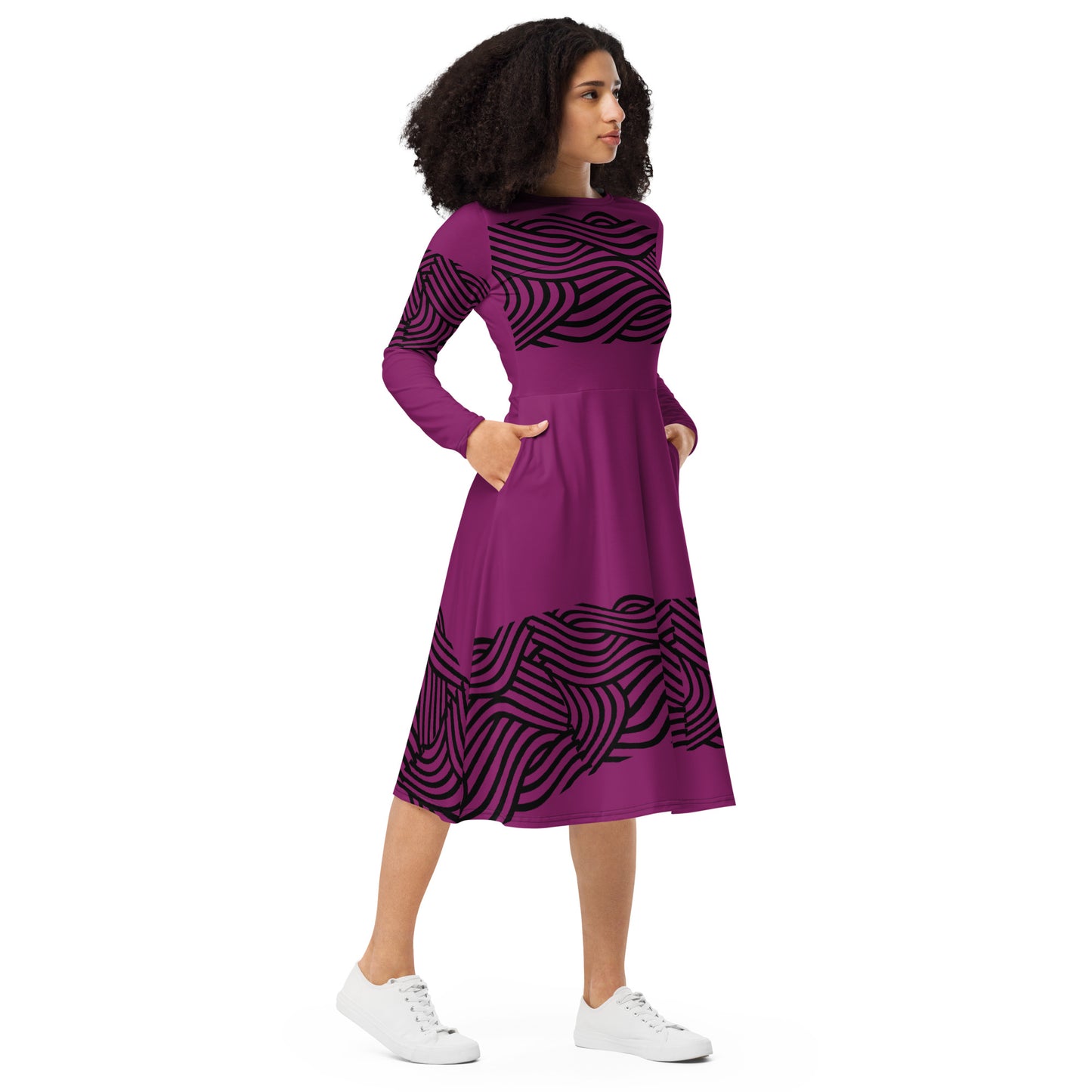 Vestido midi con manga larga