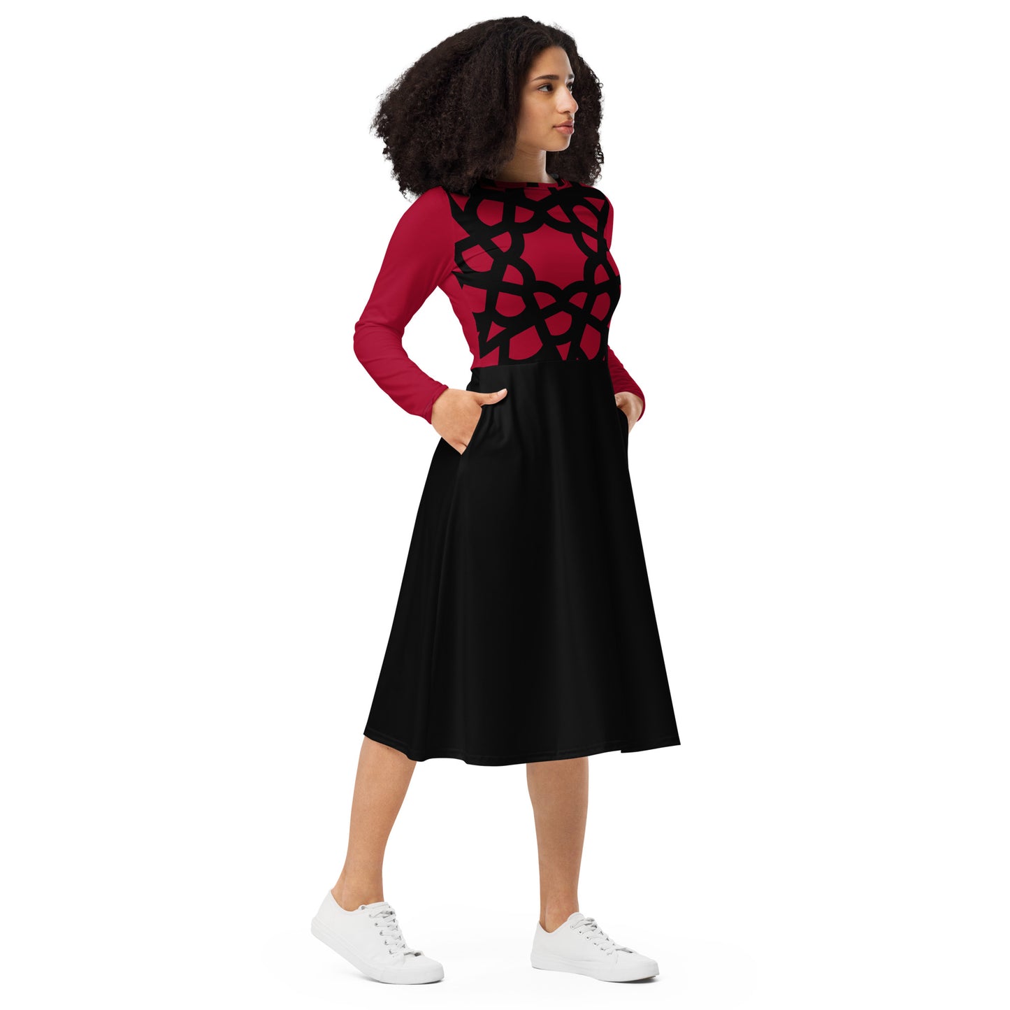 Vestido midi con manga larga