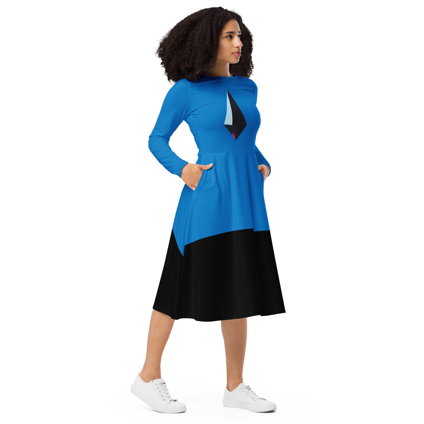Vestido midi con manga larga