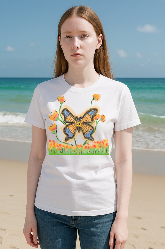 Camiseta de algodón orgánico mujer Mariposa especial