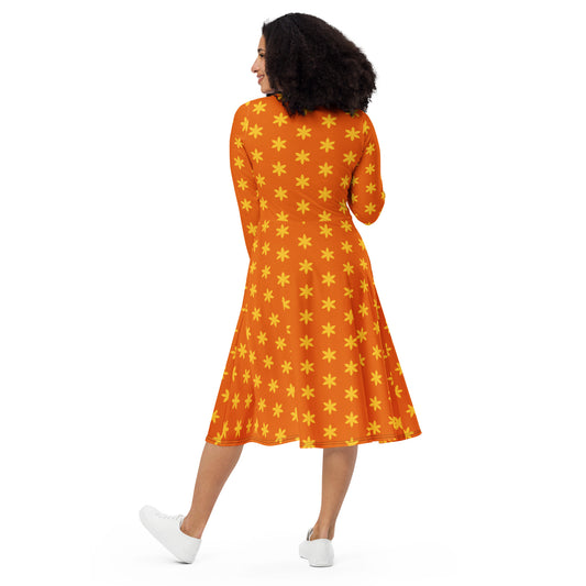 Long-sleeved midi dress with a star of joy