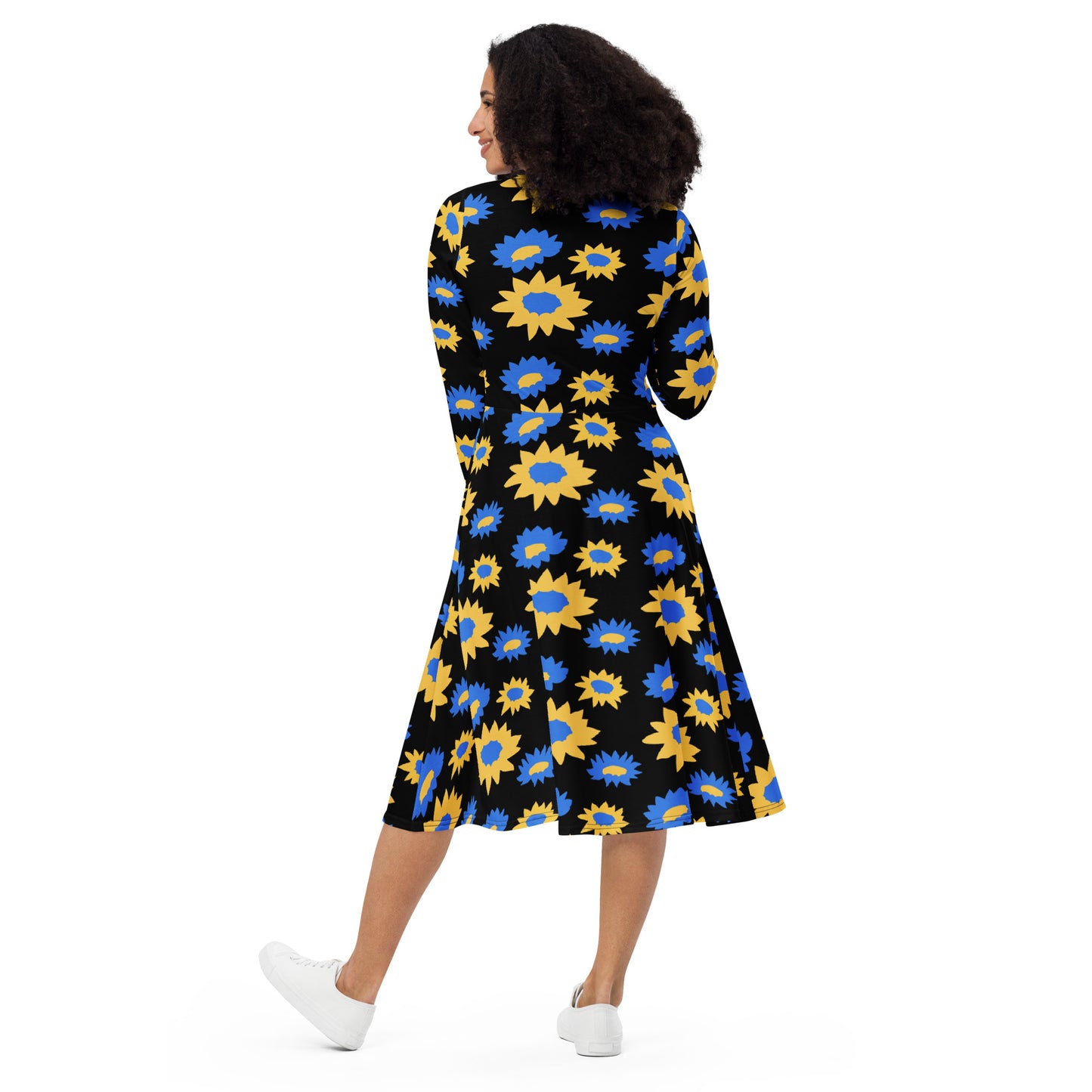Vestido midi con manga larga