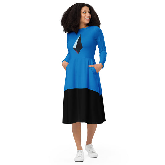 Midi dress with long sleeves