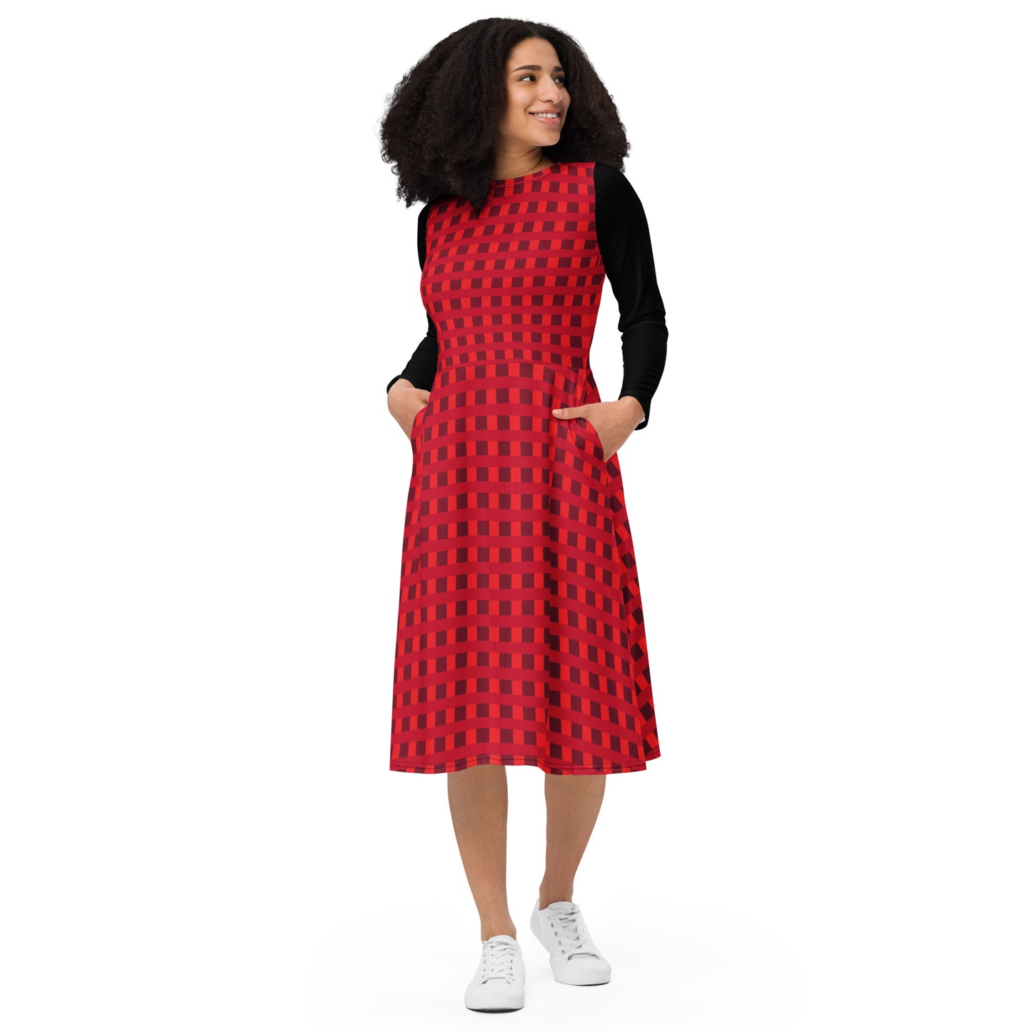 Vestido midi con manga larga