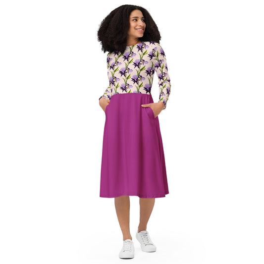Midi dress with long sleeves
