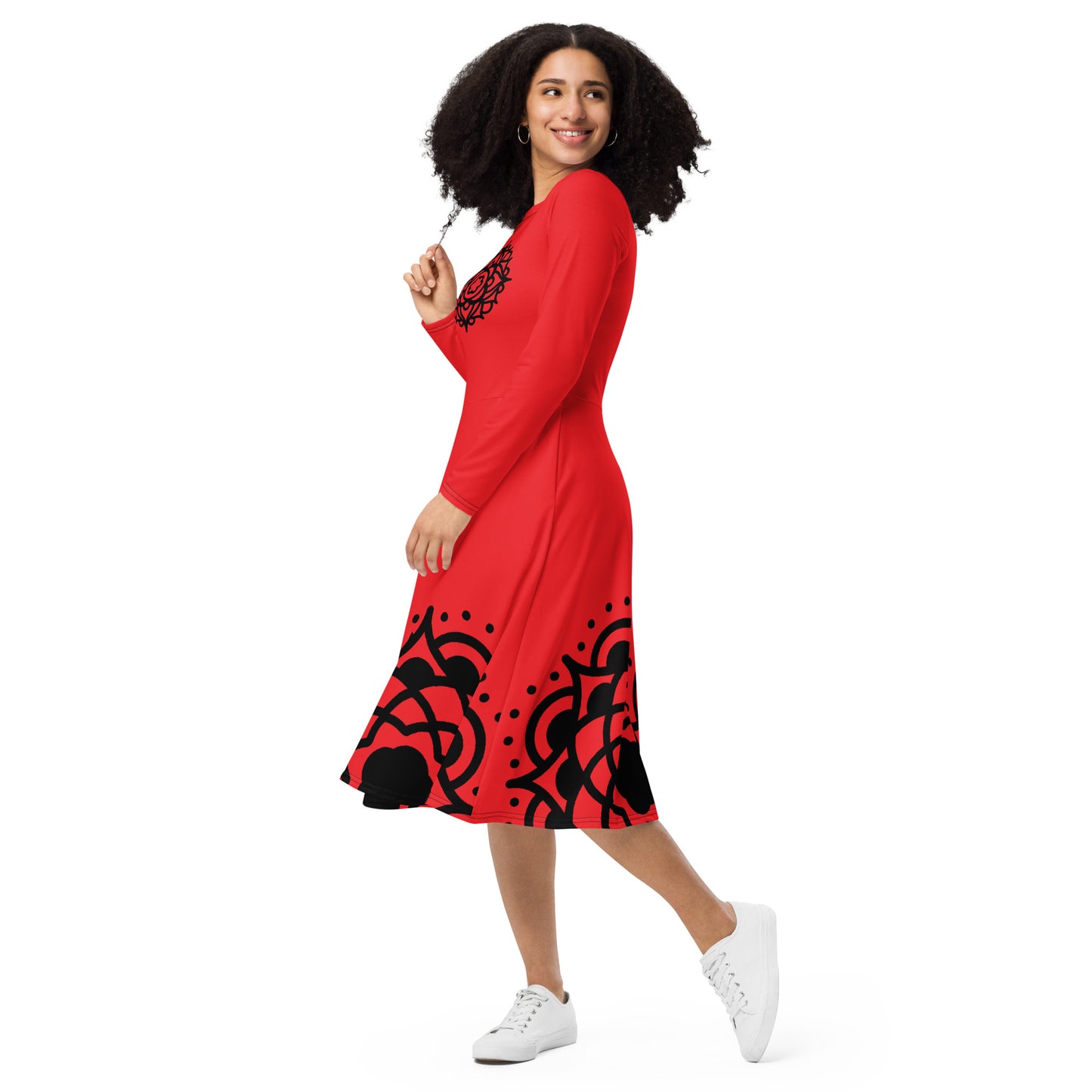 Vestido midi con manga larga