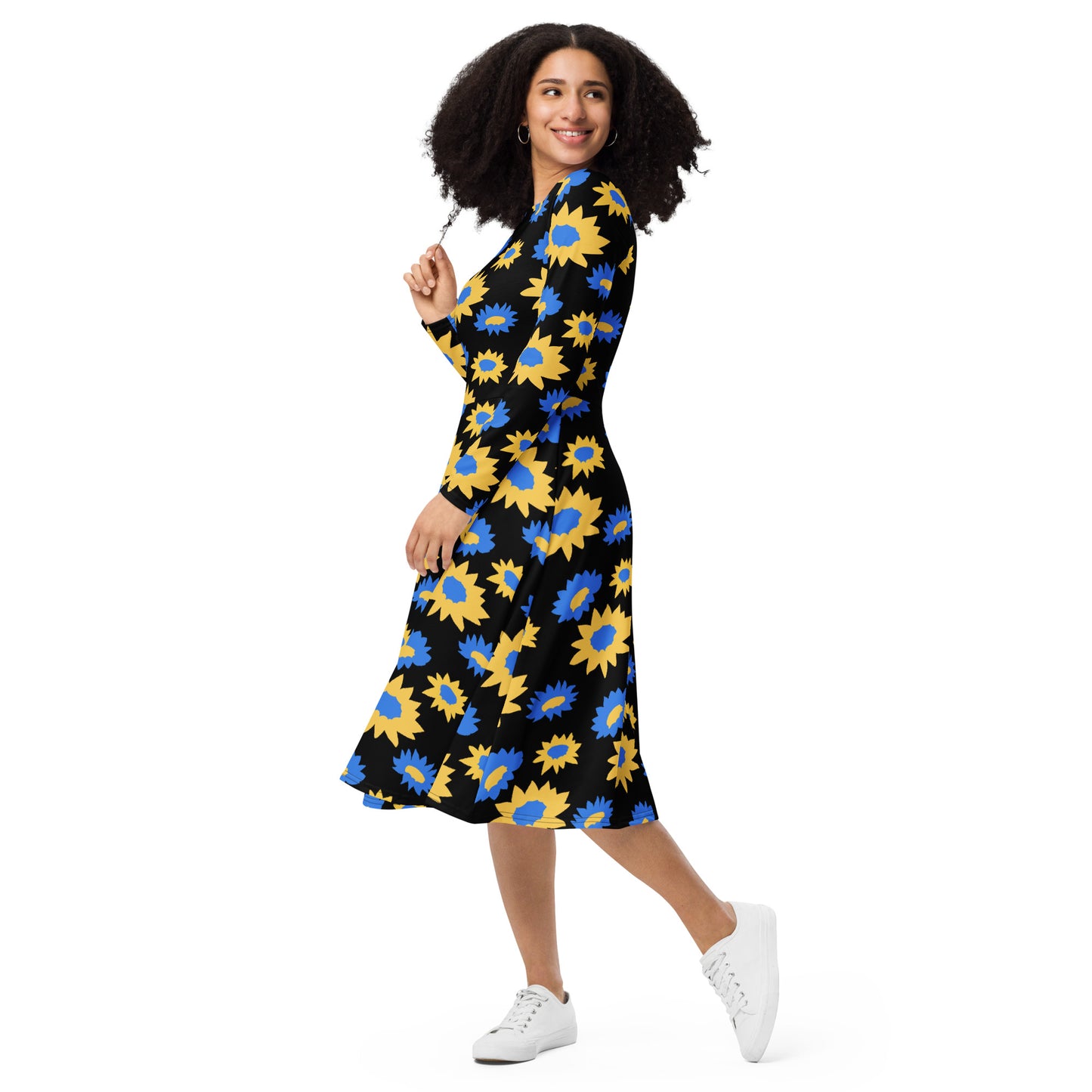 Vestido midi con manga larga