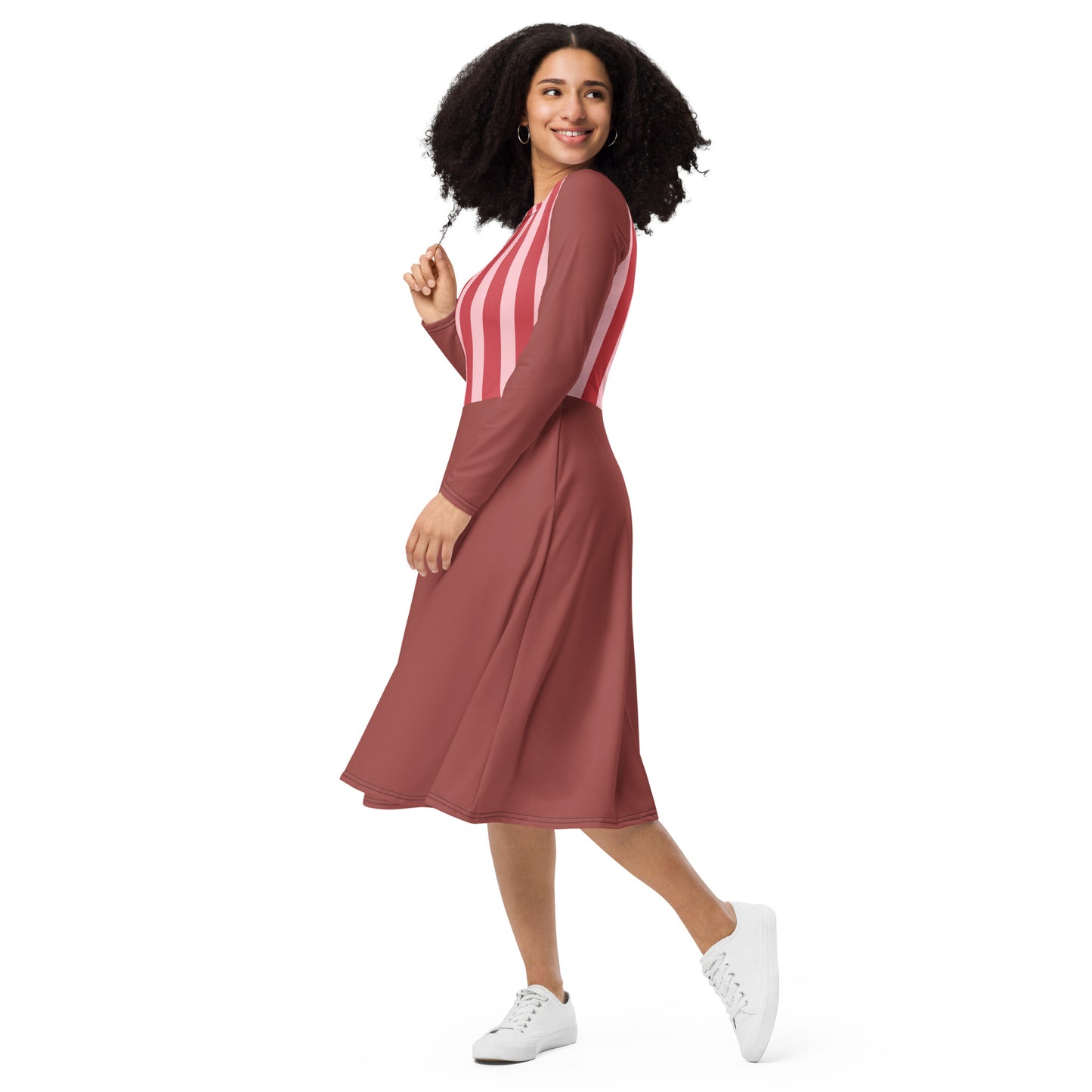 Vestido midi con manga larga