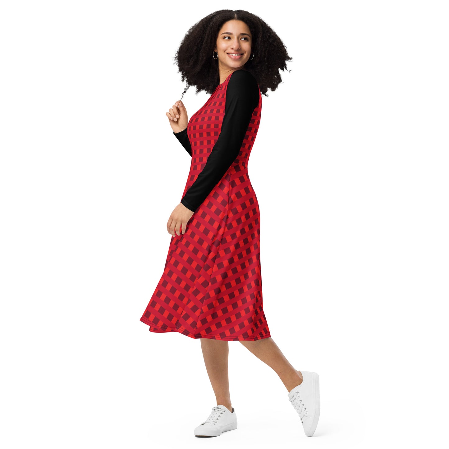 Vestido midi con manga larga