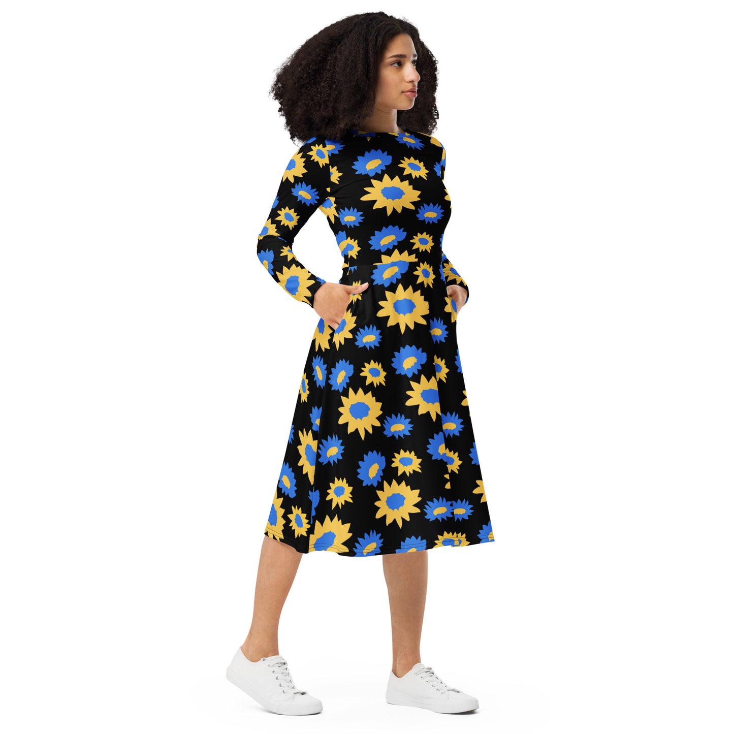 Vestido midi con manga larga