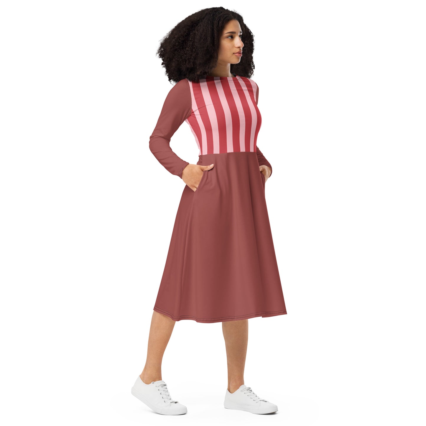 Vestido midi con manga larga