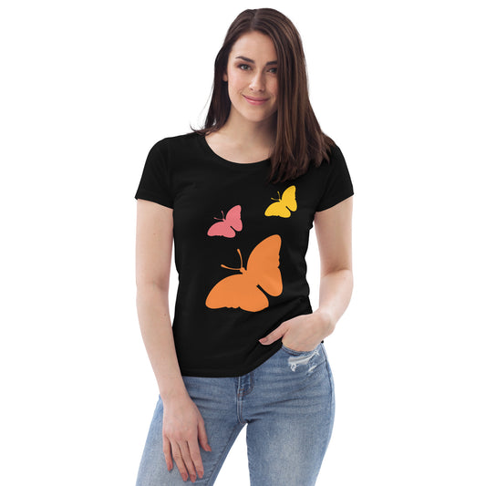 Camiseta ecológica ajustada para mujer mariposas
