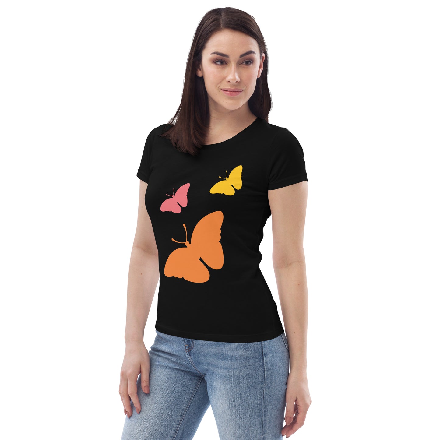Camiseta ecológica ajustada para mujer mariposas