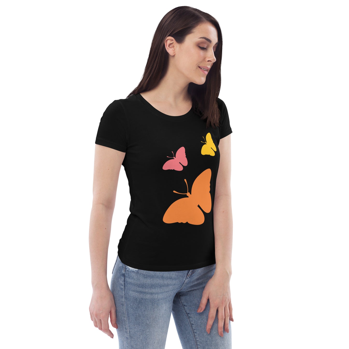 Camiseta ecológica ajustada para mujer mariposas