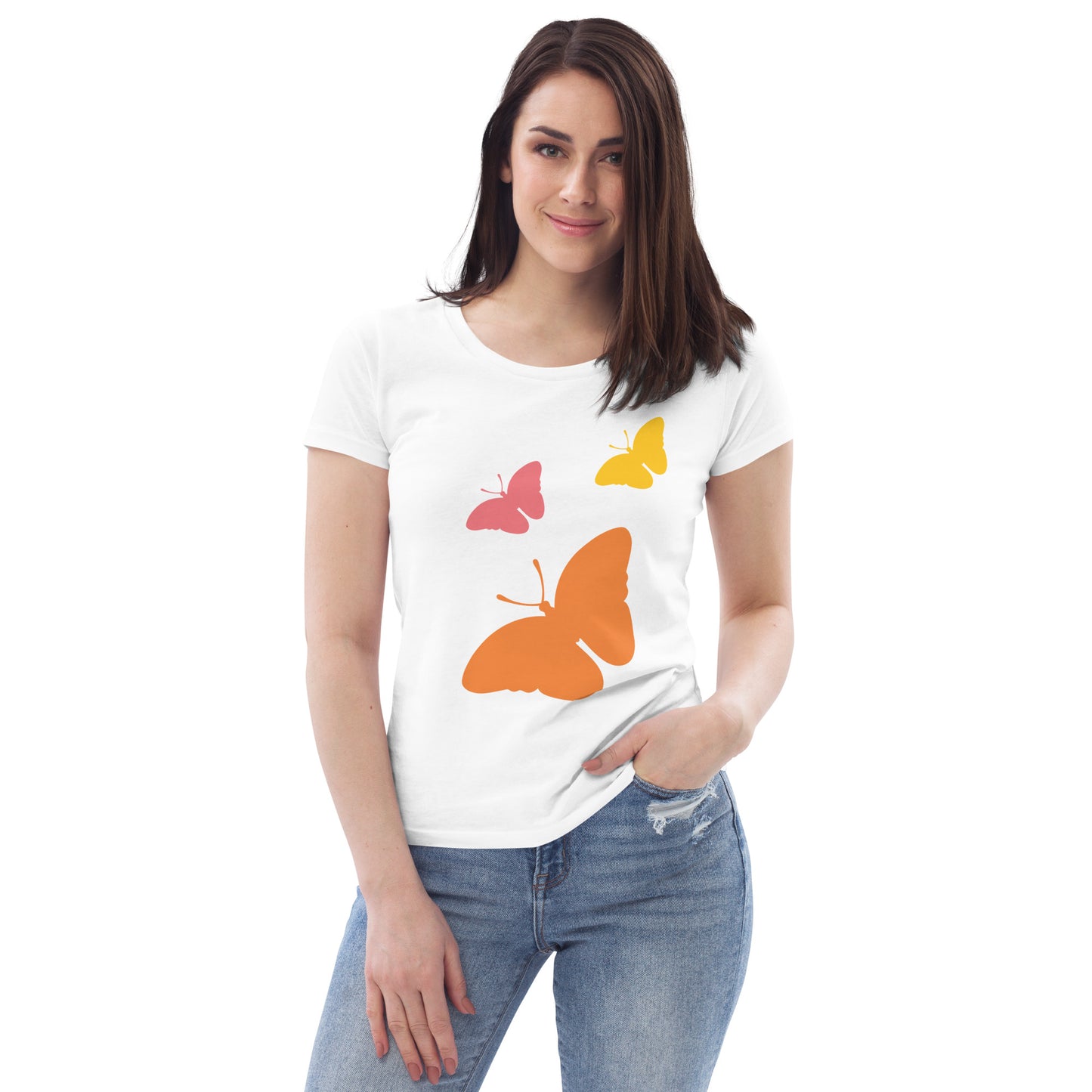Camiseta ecológica ajustada para mujer mariposas
